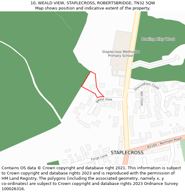 10, WEALD VIEW, STAPLECROSS, ROBERTSBRIDGE, TN32 5QW: Location map and indicative extent of plot