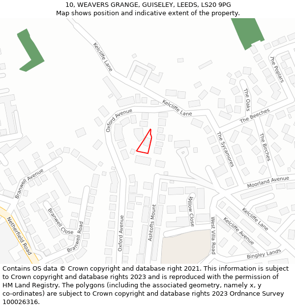 10, WEAVERS GRANGE, GUISELEY, LEEDS, LS20 9PG: Location map and indicative extent of plot