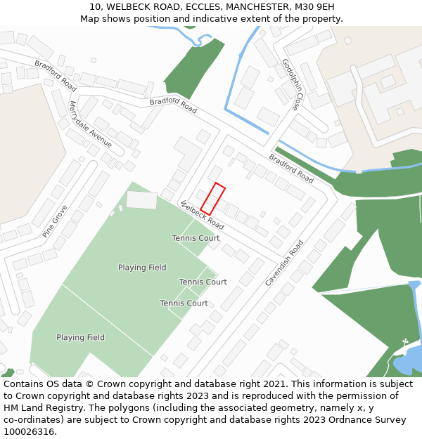 10, WELBECK ROAD, ECCLES, MANCHESTER, M30 9EH: Location map and indicative extent of plot