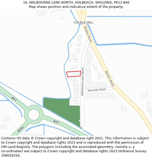 10, WELBOURNE LANE NORTH, HOLBEACH, SPALDING, PE12 8AE: Location map and indicative extent of plot
