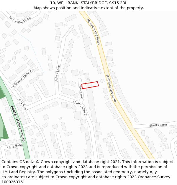 10, WELLBANK, STALYBRIDGE, SK15 2RL: Location map and indicative extent of plot