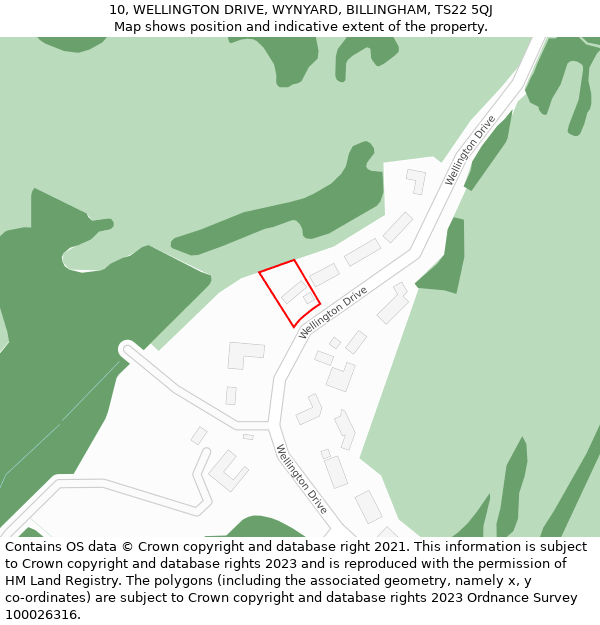 10, WELLINGTON DRIVE, WYNYARD, BILLINGHAM, TS22 5QJ: Location map and indicative extent of plot
