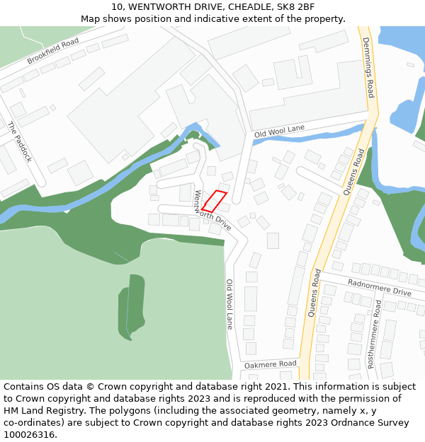 10, WENTWORTH DRIVE, CHEADLE, SK8 2BF: Location map and indicative extent of plot