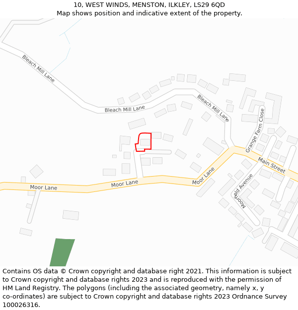 10, WEST WINDS, MENSTON, ILKLEY, LS29 6QD: Location map and indicative extent of plot