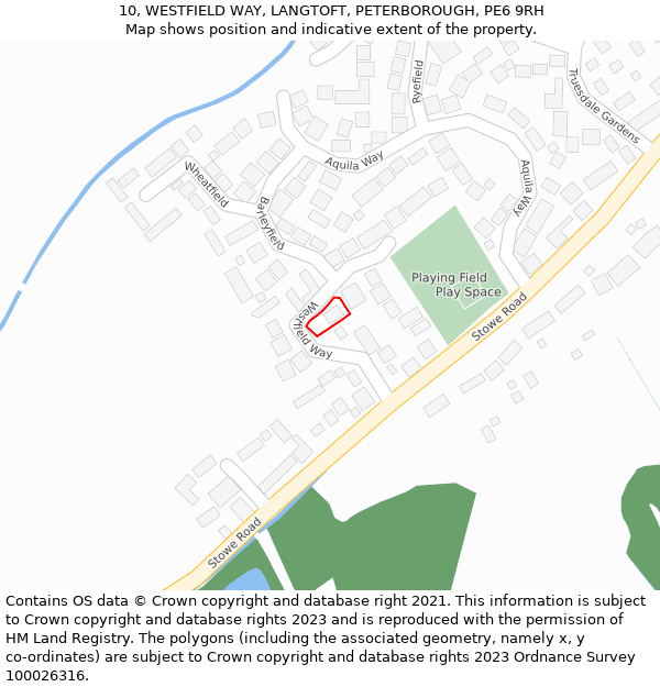 10, WESTFIELD WAY, LANGTOFT, PETERBOROUGH, PE6 9RH: Location map and indicative extent of plot