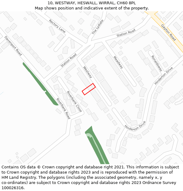 10, WESTWAY, HESWALL, WIRRAL, CH60 8PL: Location map and indicative extent of plot