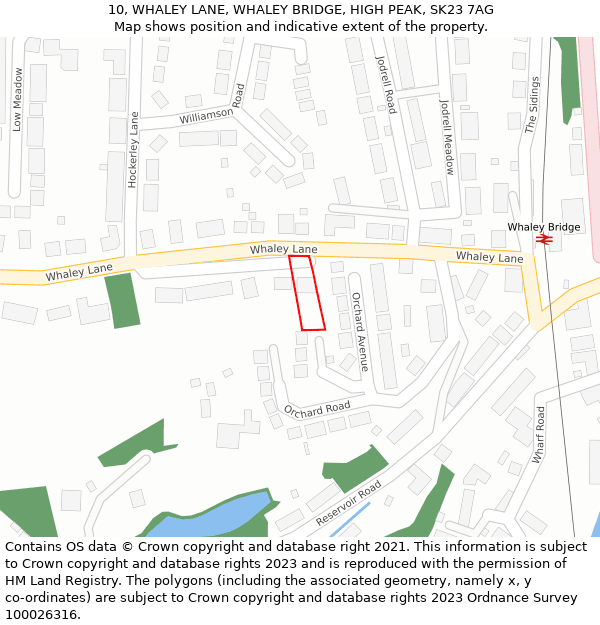 10, WHALEY LANE, WHALEY BRIDGE, HIGH PEAK, SK23 7AG: Location map and indicative extent of plot