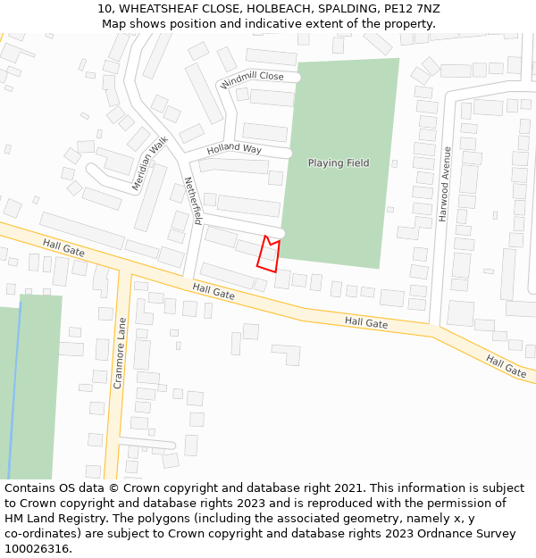 10, WHEATSHEAF CLOSE, HOLBEACH, SPALDING, PE12 7NZ: Location map and indicative extent of plot