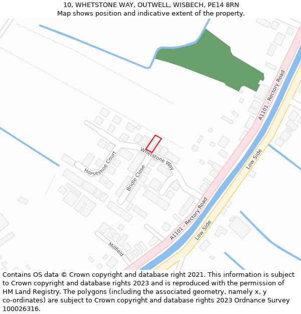 10, WHETSTONE WAY, OUTWELL, WISBECH, PE14 8RN: Location map and indicative extent of plot