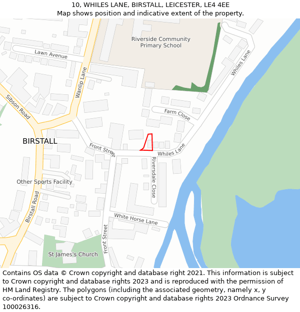 10, WHILES LANE, BIRSTALL, LEICESTER, LE4 4EE: Location map and indicative extent of plot