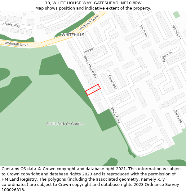 10, WHITE HOUSE WAY, GATESHEAD, NE10 8PW: Location map and indicative extent of plot