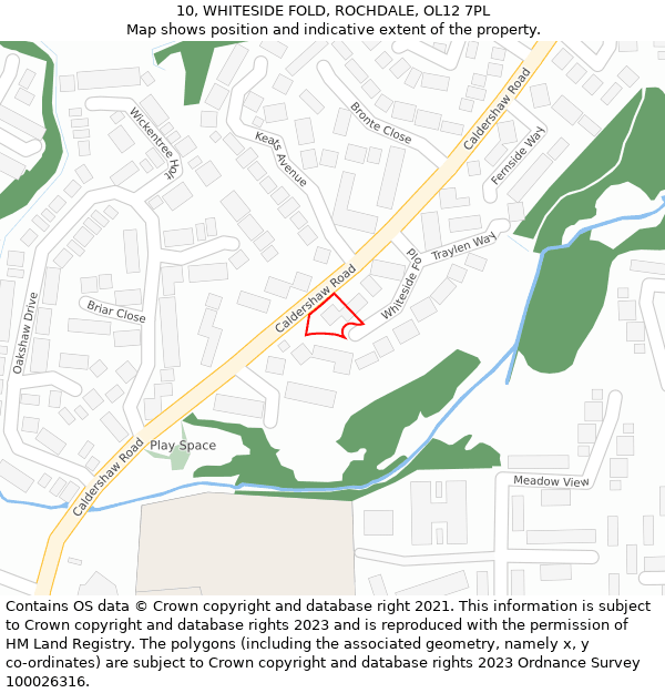 10, WHITESIDE FOLD, ROCHDALE, OL12 7PL: Location map and indicative extent of plot