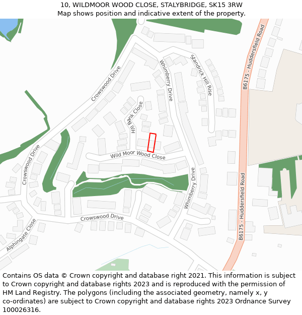 10, WILDMOOR WOOD CLOSE, STALYBRIDGE, SK15 3RW: Location map and indicative extent of plot