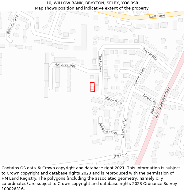 10, WILLOW BANK, BRAYTON, SELBY, YO8 9SR: Location map and indicative extent of plot