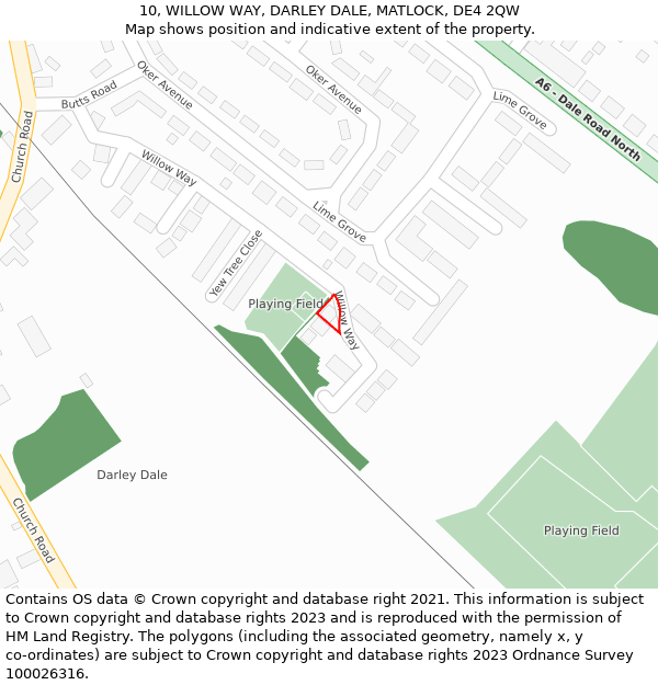 10, WILLOW WAY, DARLEY DALE, MATLOCK, DE4 2QW: Location map and indicative extent of plot