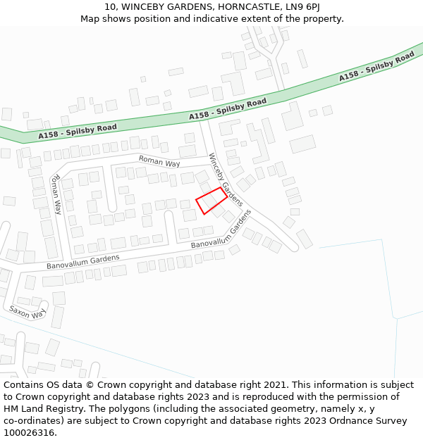 10, WINCEBY GARDENS, HORNCASTLE, LN9 6PJ: Location map and indicative extent of plot