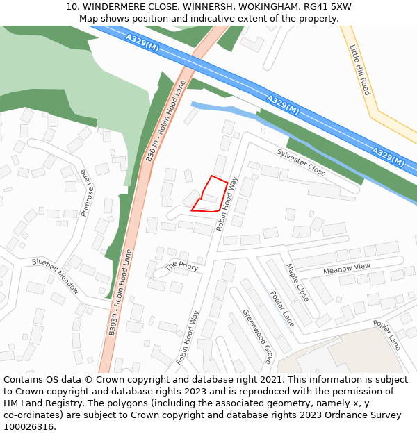 10, WINDERMERE CLOSE, WINNERSH, WOKINGHAM, RG41 5XW: Location map and indicative extent of plot