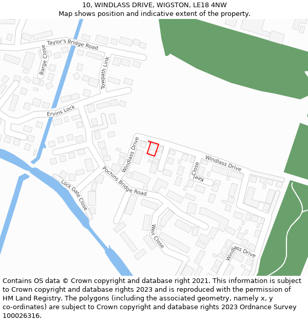 10, WINDLASS DRIVE, WIGSTON, LE18 4NW: Location map and indicative extent of plot