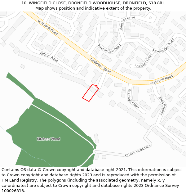 10, WINGFIELD CLOSE, DRONFIELD WOODHOUSE, DRONFIELD, S18 8RL: Location map and indicative extent of plot