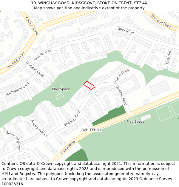 10, WINGHAY ROAD, KIDSGROVE, STOKE-ON-TRENT, ST7 4XJ: Location map and indicative extent of plot