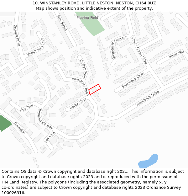 10, WINSTANLEY ROAD, LITTLE NESTON, NESTON, CH64 0UZ: Location map and indicative extent of plot