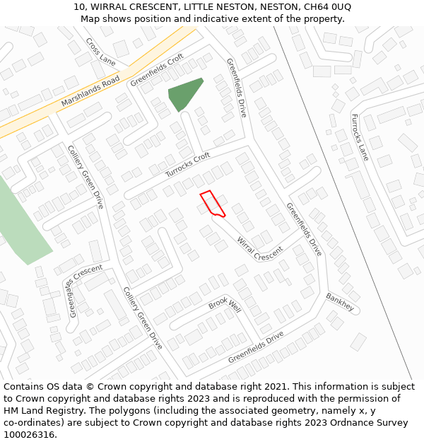 10, WIRRAL CRESCENT, LITTLE NESTON, NESTON, CH64 0UQ: Location map and indicative extent of plot