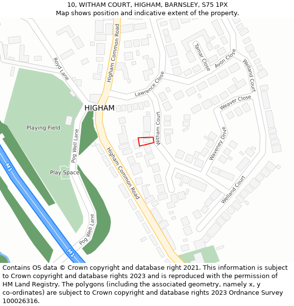 10, WITHAM COURT, HIGHAM, BARNSLEY, S75 1PX: Location map and indicative extent of plot