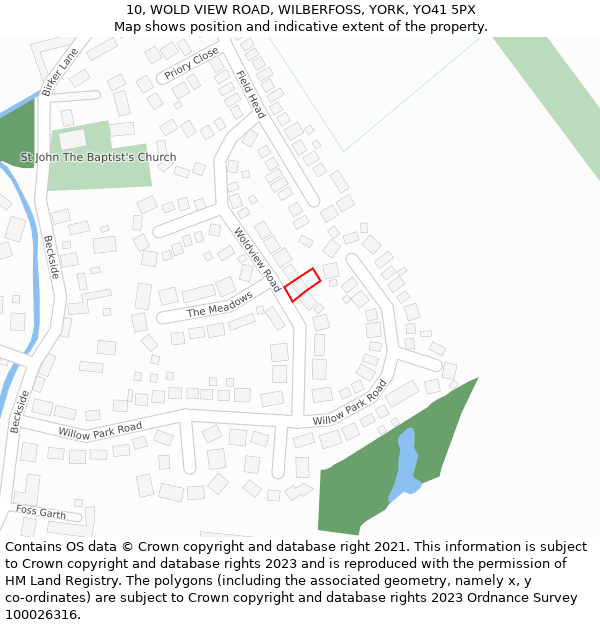 10, WOLD VIEW ROAD, WILBERFOSS, YORK, YO41 5PX: Location map and indicative extent of plot