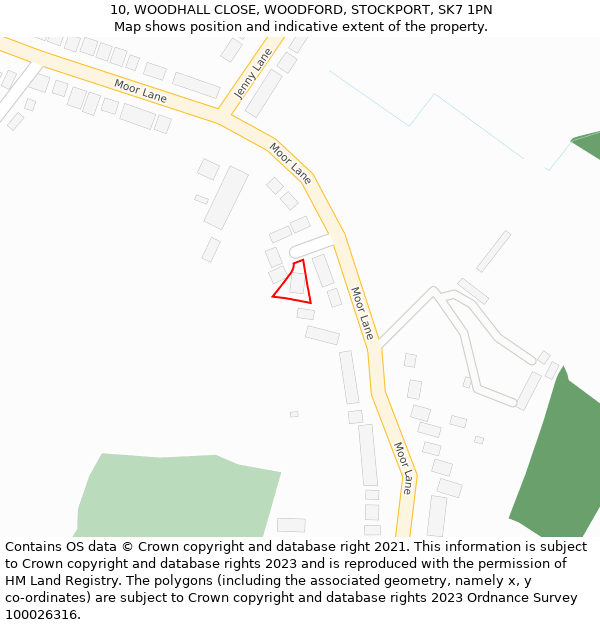 10, WOODHALL CLOSE, WOODFORD, STOCKPORT, SK7 1PN: Location map and indicative extent of plot