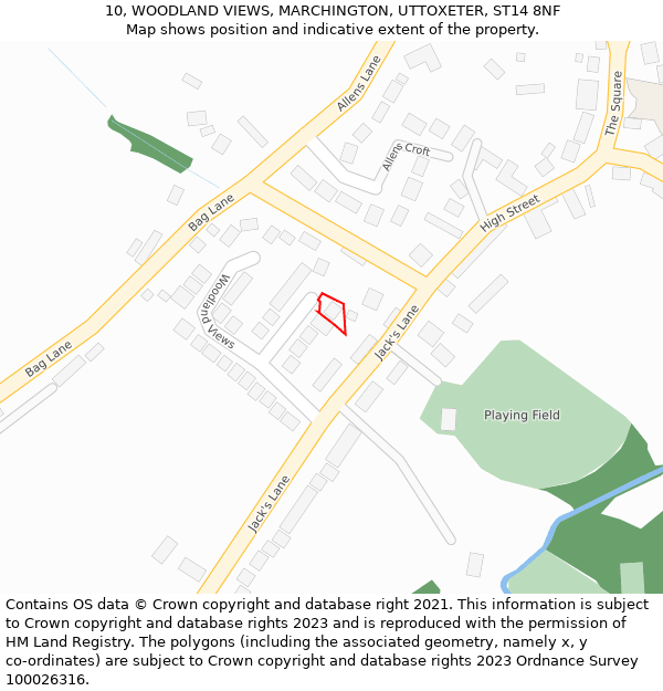 10, WOODLAND VIEWS, MARCHINGTON, UTTOXETER, ST14 8NF: Location map and indicative extent of plot