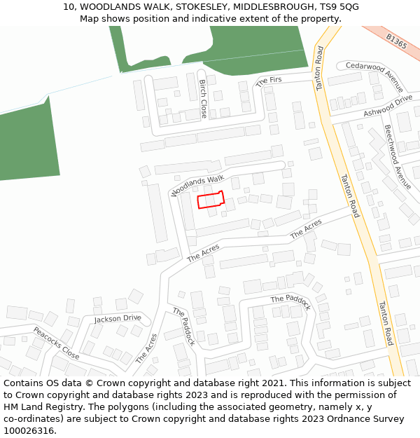 10, WOODLANDS WALK, STOKESLEY, MIDDLESBROUGH, TS9 5QG: Location map and indicative extent of plot