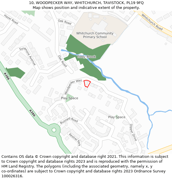 10, WOODPECKER WAY, WHITCHURCH, TAVISTOCK, PL19 9FQ: Location map and indicative extent of plot