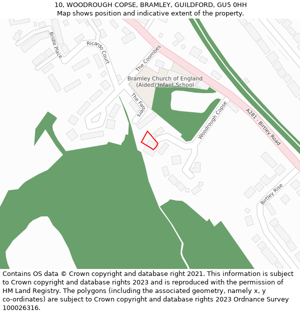 10, WOODROUGH COPSE, BRAMLEY, GUILDFORD, GU5 0HH: Location map and indicative extent of plot