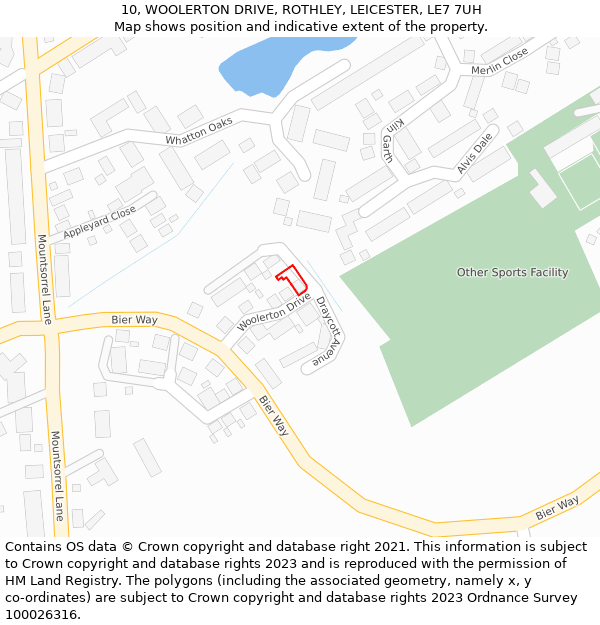 10, WOOLERTON DRIVE, ROTHLEY, LEICESTER, LE7 7UH: Location map and indicative extent of plot