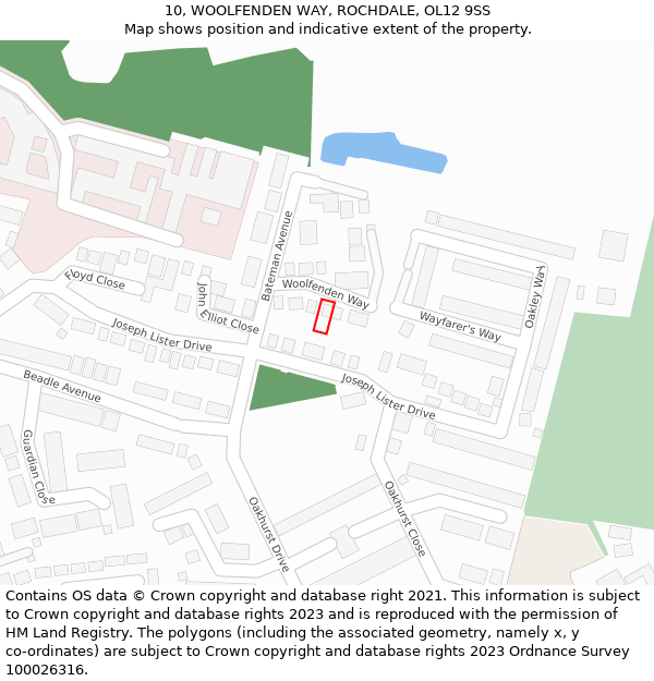 10, WOOLFENDEN WAY, ROCHDALE, OL12 9SS: Location map and indicative extent of plot