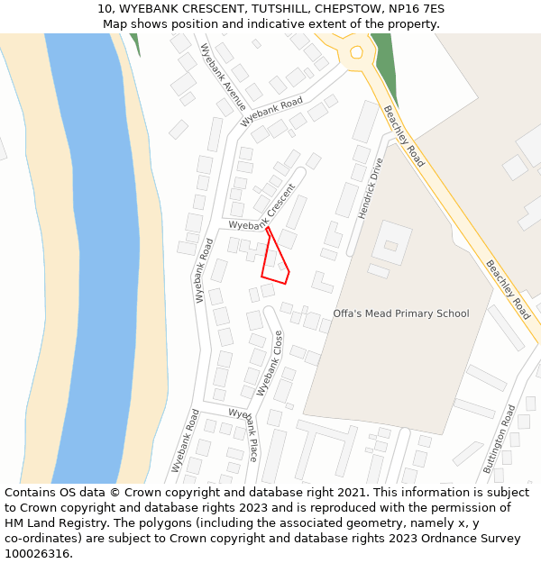 10, WYEBANK CRESCENT, TUTSHILL, CHEPSTOW, NP16 7ES: Location map and indicative extent of plot