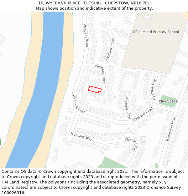 10, WYEBANK PLACE, TUTSHILL, CHEPSTOW, NP16 7EU: Location map and indicative extent of plot