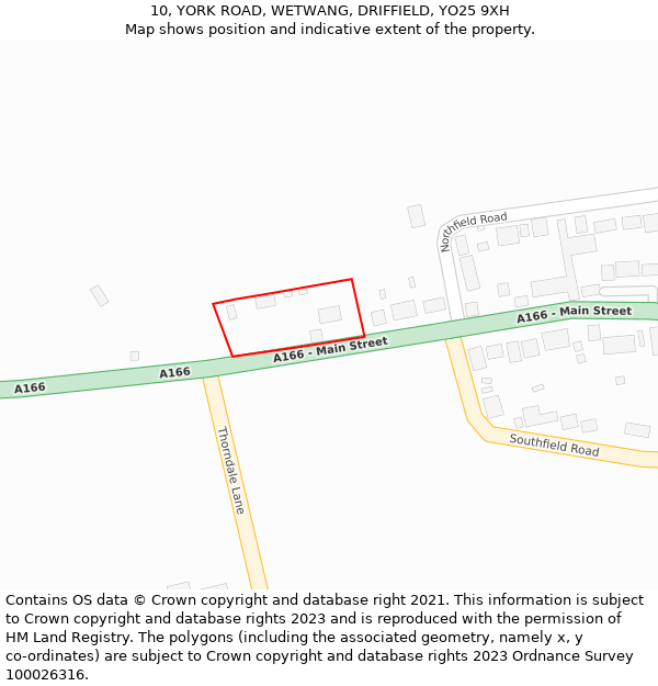 10, YORK ROAD, WETWANG, DRIFFIELD, YO25 9XH: Location map and indicative extent of plot