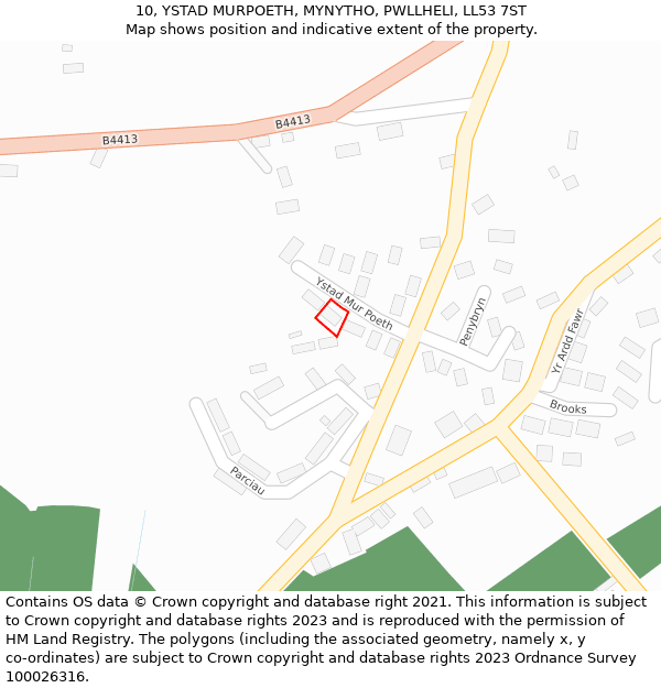 10, YSTAD MURPOETH, MYNYTHO, PWLLHELI, LL53 7ST: Location map and indicative extent of plot