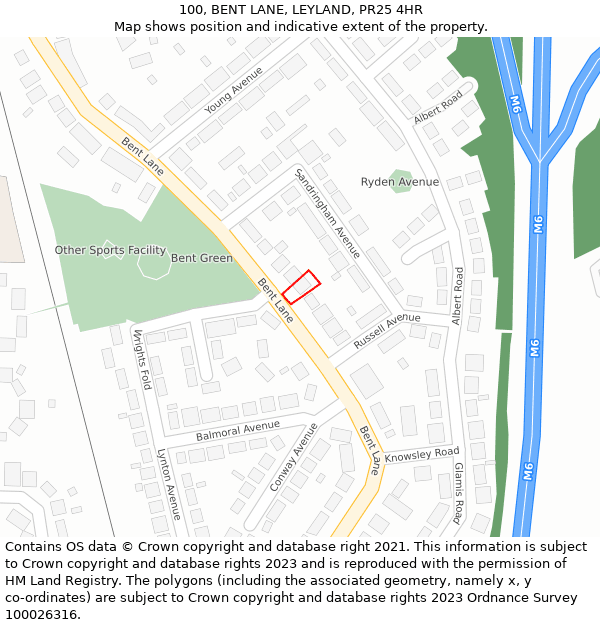 100, BENT LANE, LEYLAND, PR25 4HR: Location map and indicative extent of plot