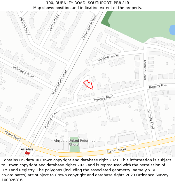 100, BURNLEY ROAD, SOUTHPORT, PR8 3LR: Location map and indicative extent of plot