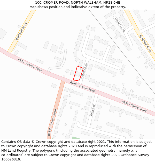 100, CROMER ROAD, NORTH WALSHAM, NR28 0HE: Location map and indicative extent of plot