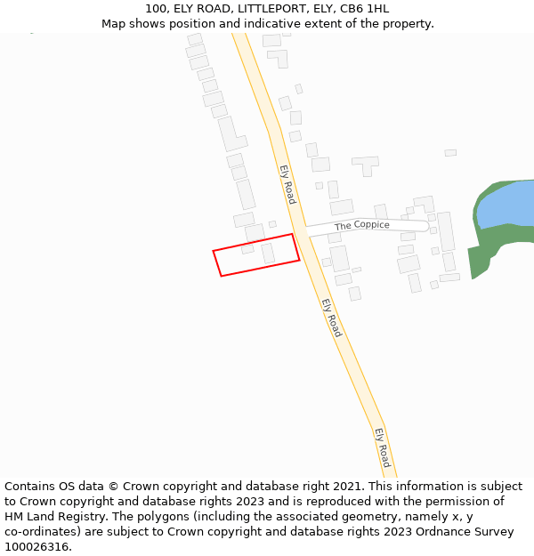 100, ELY ROAD, LITTLEPORT, ELY, CB6 1HL: Location map and indicative extent of plot