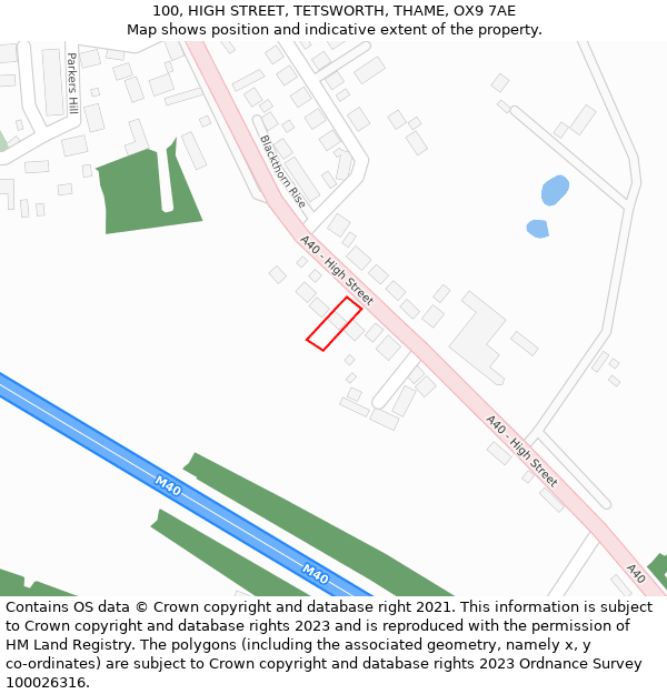 100, HIGH STREET, TETSWORTH, THAME, OX9 7AE: Location map and indicative extent of plot