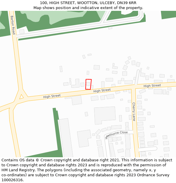 100, HIGH STREET, WOOTTON, ULCEBY, DN39 6RR: Location map and indicative extent of plot