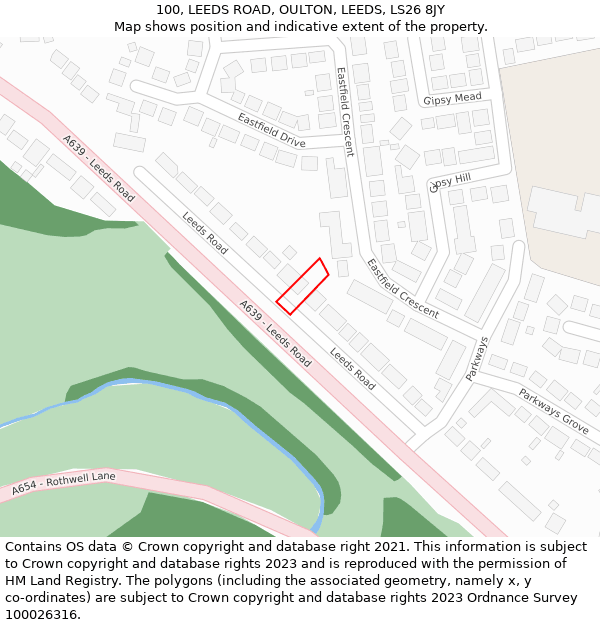 100, LEEDS ROAD, OULTON, LEEDS, LS26 8JY: Location map and indicative extent of plot
