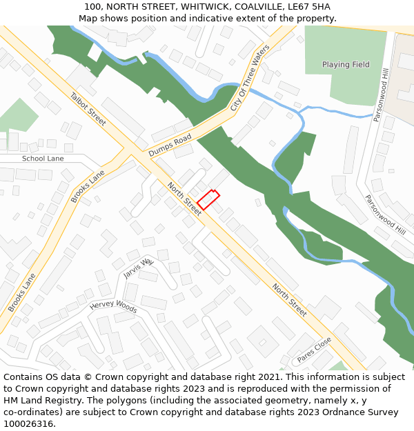 100, NORTH STREET, WHITWICK, COALVILLE, LE67 5HA: Location map and indicative extent of plot