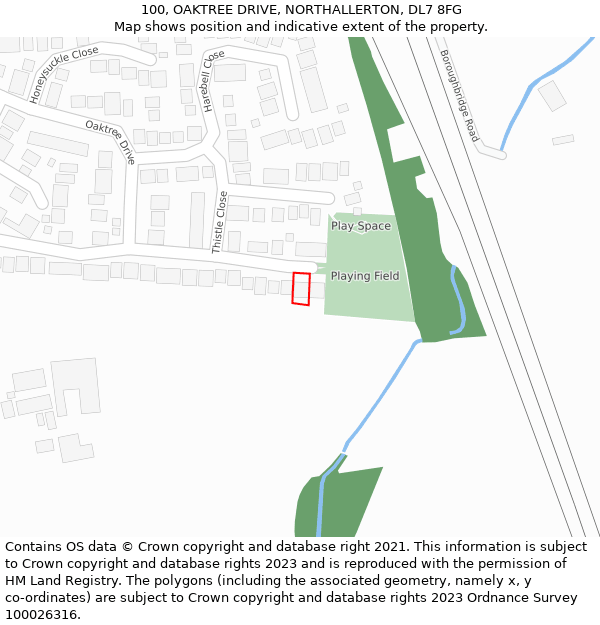 100, OAKTREE DRIVE, NORTHALLERTON, DL7 8FG: Location map and indicative extent of plot
