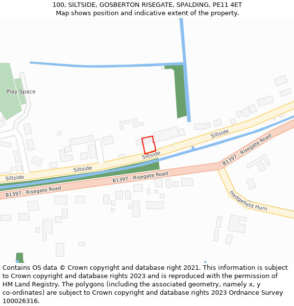 100, SILTSIDE, GOSBERTON RISEGATE, SPALDING, PE11 4ET: Location map and indicative extent of plot