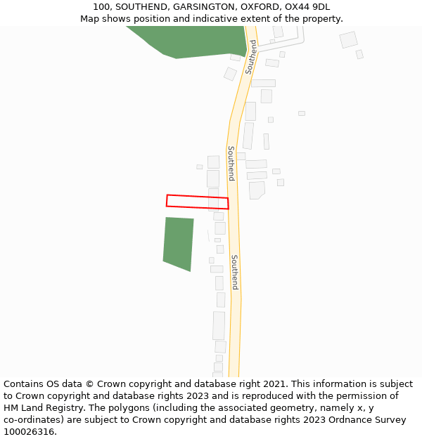 100, SOUTHEND, GARSINGTON, OXFORD, OX44 9DL: Location map and indicative extent of plot